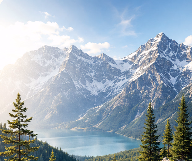 Majestic snowy mountain peaks under a clear blue sky, symbolizing clarity, direction, and the NorthAdvise vision